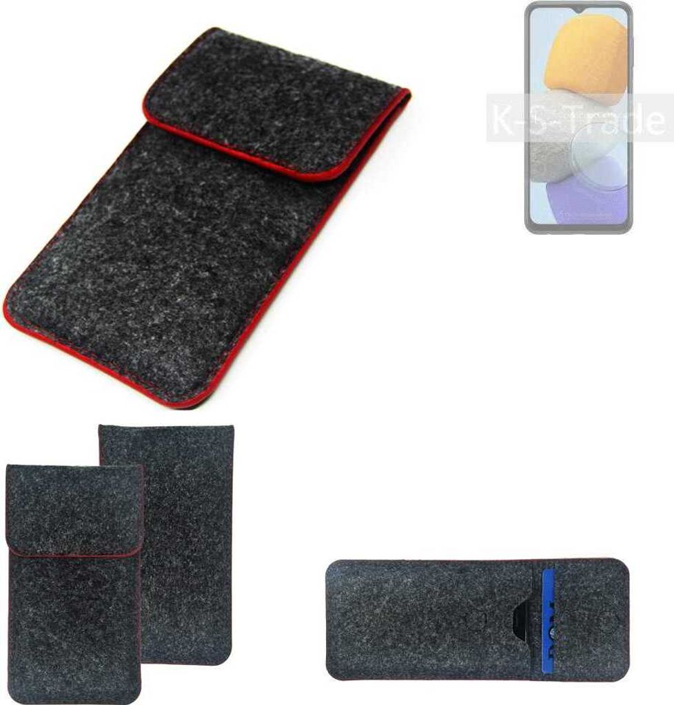 K-S-Trade Handy Schutz Hülle kompatibel mit Samsung Galaxy M23 Schutzhülle Handyhülle Filztasche Pouch Tasche Case Sleeve Filzhülle dunkelgrau