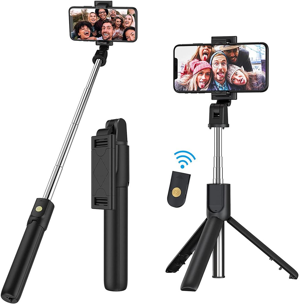 Selfie Stick 3in1 Monopod mit Bluetooth Fernauslöse Handyhalter für IOS Android