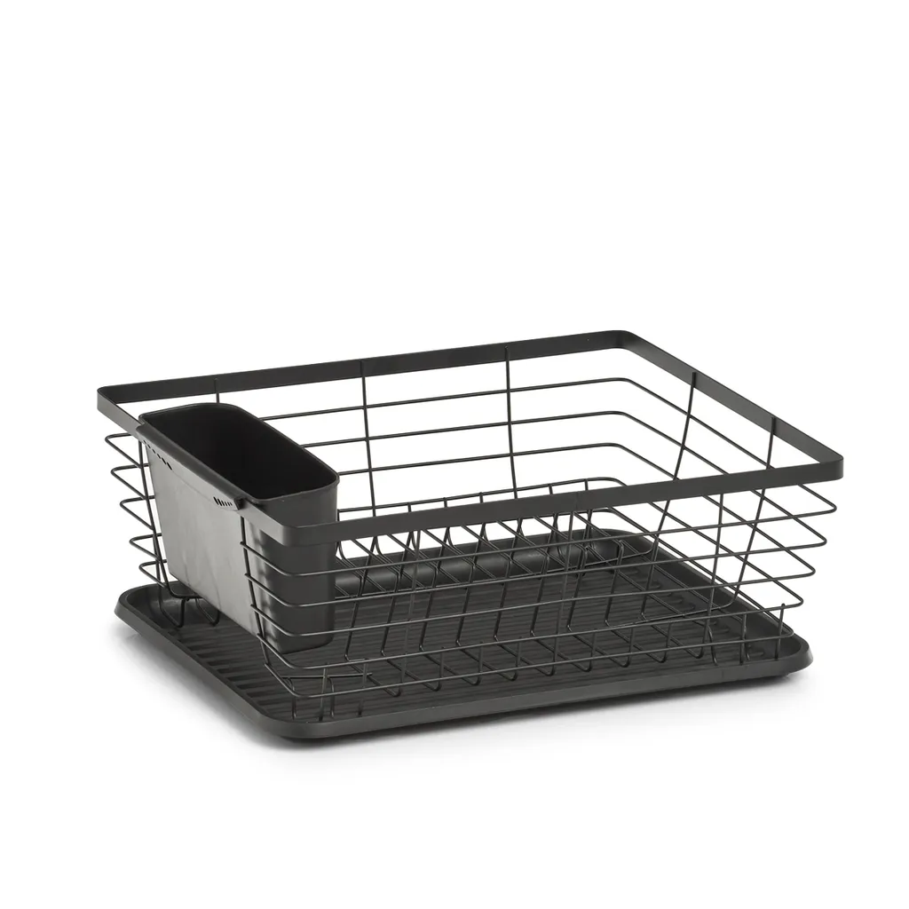 Égouttoir à vaisselle compact en métal noir antirouille 37 cm Zeller