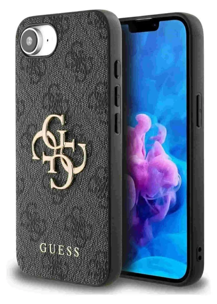Cover Guess iPhone 16E 4G Big Logo - Custodia Nera per Tutti i Giorni