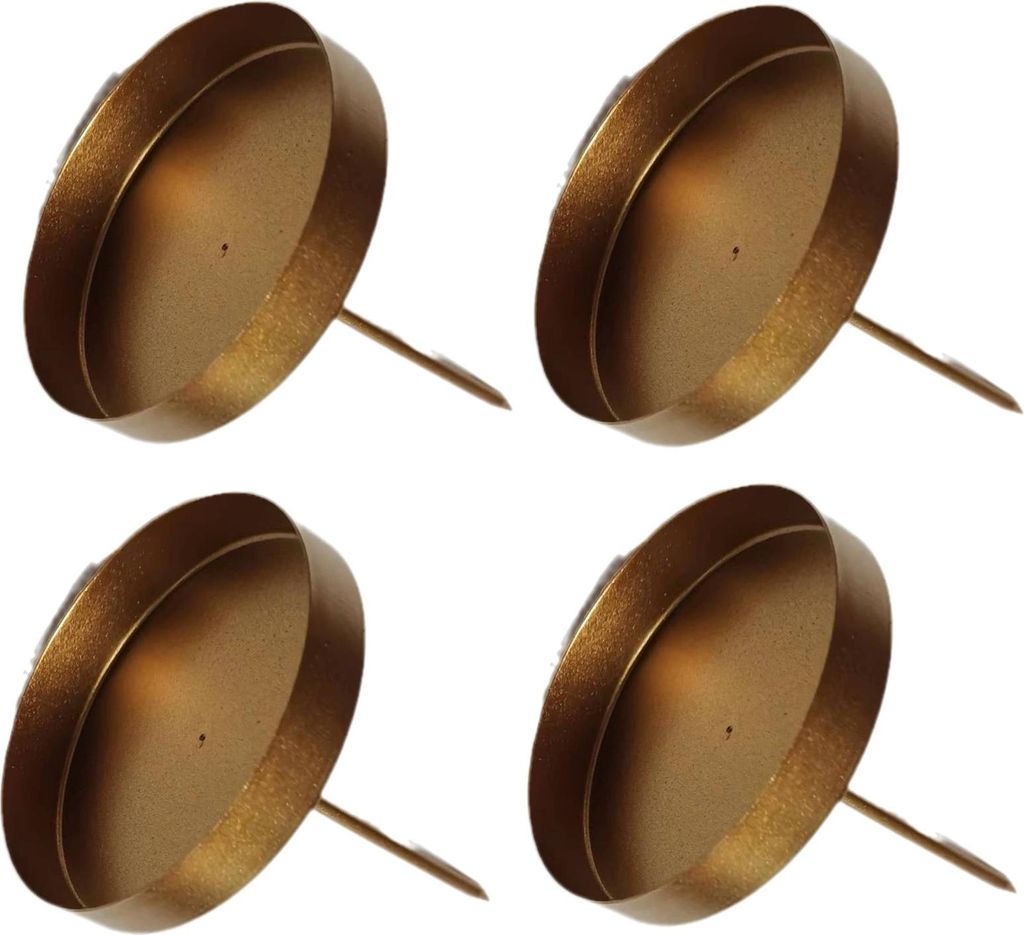 4er Set Adventskranz-Kerzenhalter - Golden - 8 cm - Ohne Stecknadeln - Bepflanzbarer Adventskranz - Für Weihnachtskerzen - Tischdeko