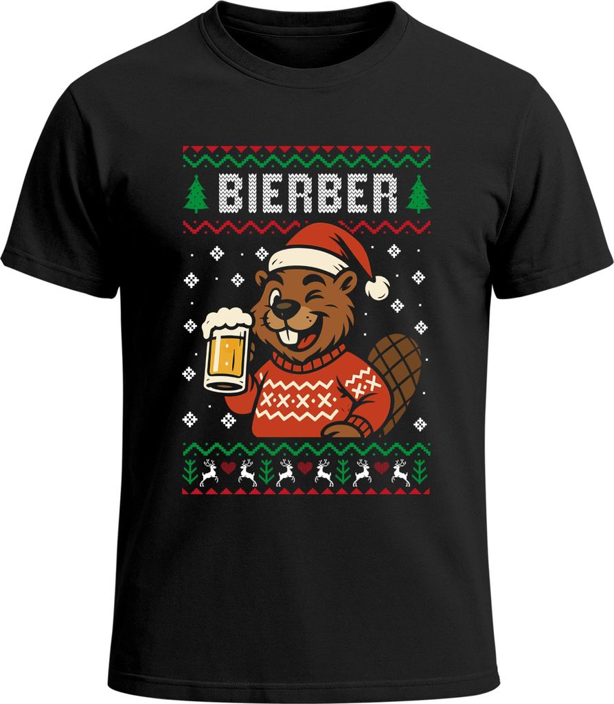 Herren T-Shirt Weihnachten Bierber Wortspiel Spruch lustig Bier Ugly XMAS Outifit Männer Moonworks