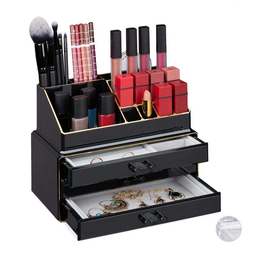 relaxdays Make Up Organizer mit Schmuckkästchen