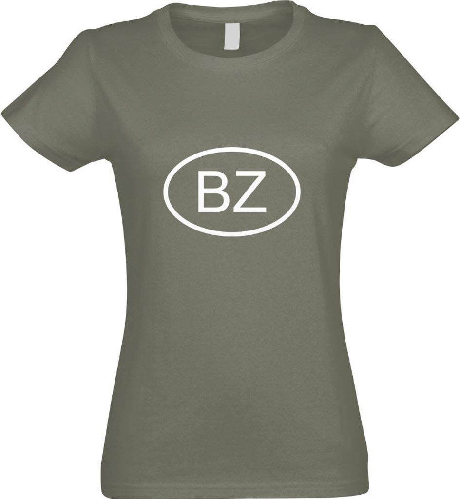 Kiwistar - T-Shirt tailliert - Damen - Olive - Belize BZ - mit Motiv Bedruckt - Funshirt Design - Sport - Freizeit - Damen - M