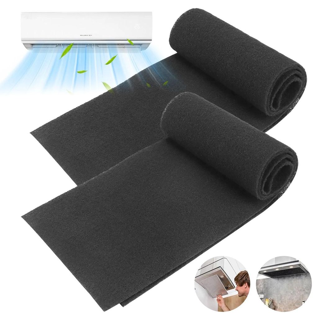 2 STK Universal Aktivkohle Vliesfilter Flach Flauschfilter Kohlefilter Doppel Fettfilter Dunstabzugshaube zuschneidbar Ersatz, Abzugshaube Filter