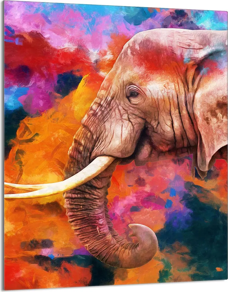 Tagliere Vetro 40x52 Elefante Colorato Protezione Eco-Friendly