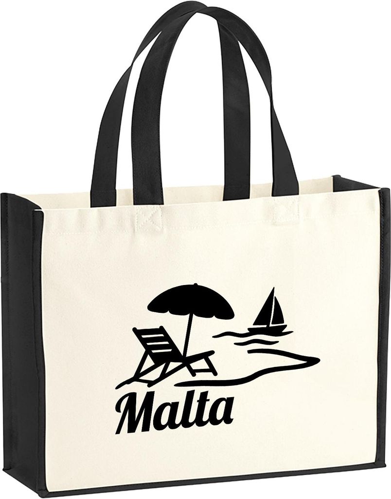 Huuraa Jutetasche Malta Malta 21 Liter Black Jute und Baumwolle Einkaufstasche Geschenkidee