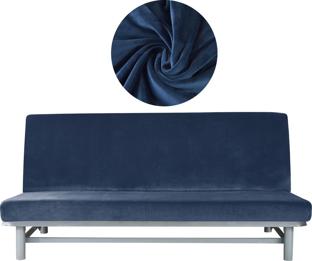 Elastischer Velours-Bezug für Schlafsofa / Couch 190–210 cm Produktbild 