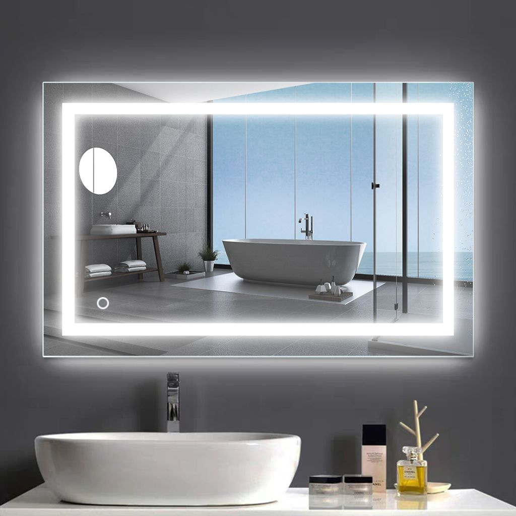 led badspiegel badezimmerspiegel wandspiegel 50x70cm kaltweiß beleuchtet