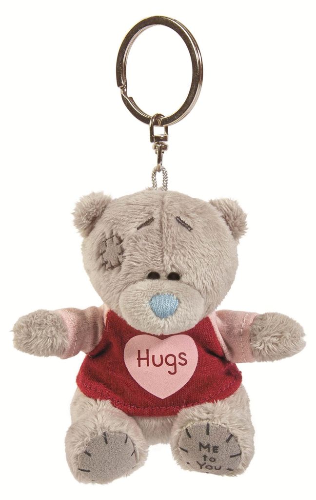 Breloczek Miś w koszulce z nadrukiem Hugs 7.5cm