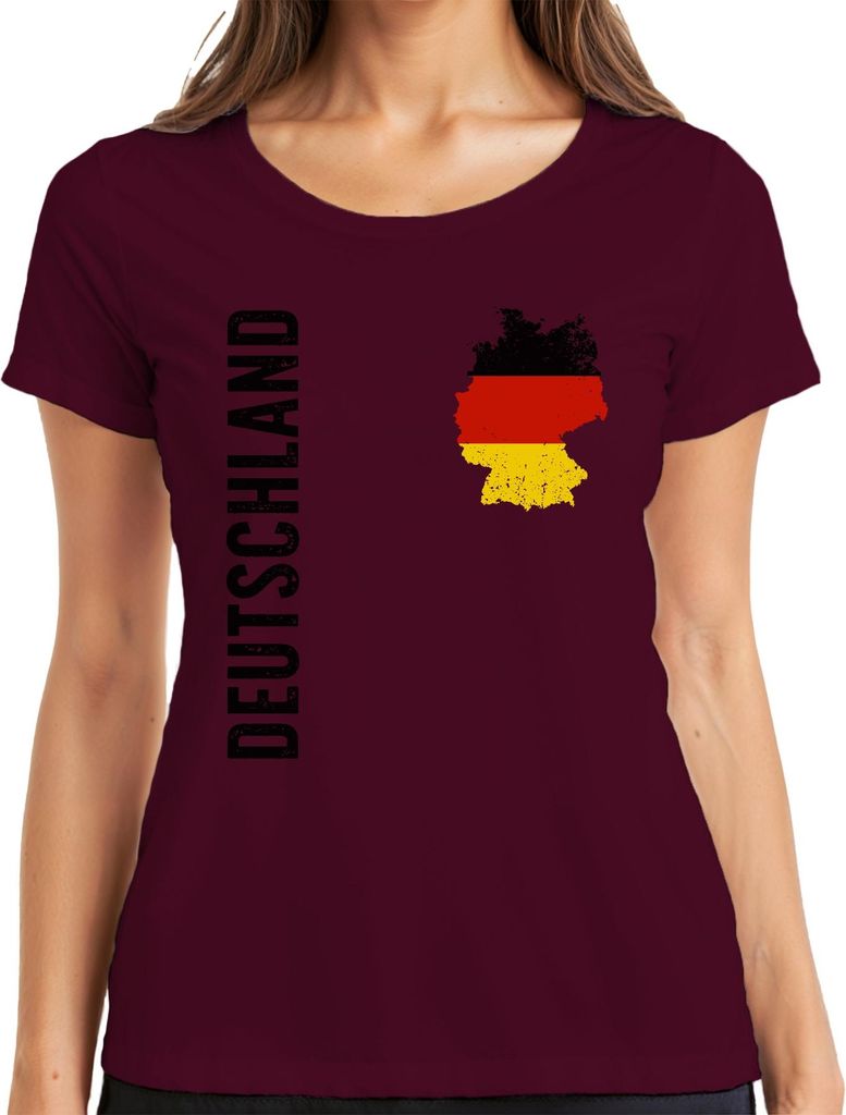 Deutschland Flagge Fußball Fan DE Trikot Weltmeisterschaft WM Damen T-Shirt, Burgundy, 3XL