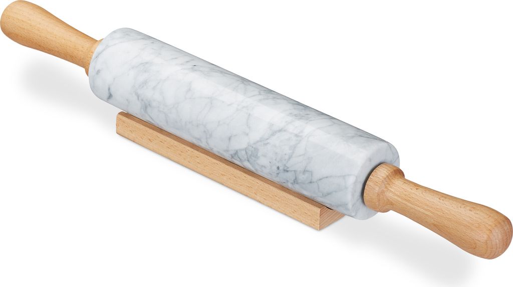 Teigrolle Marmor - Holz - Weiß