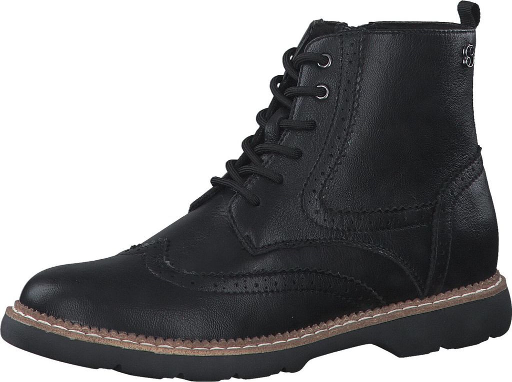 s.Oliver Damen Stiefelette Schnürboot Reißverschluss Lyralochung 5-25465-39, Größe:38 EU, Farbe:Schwarz