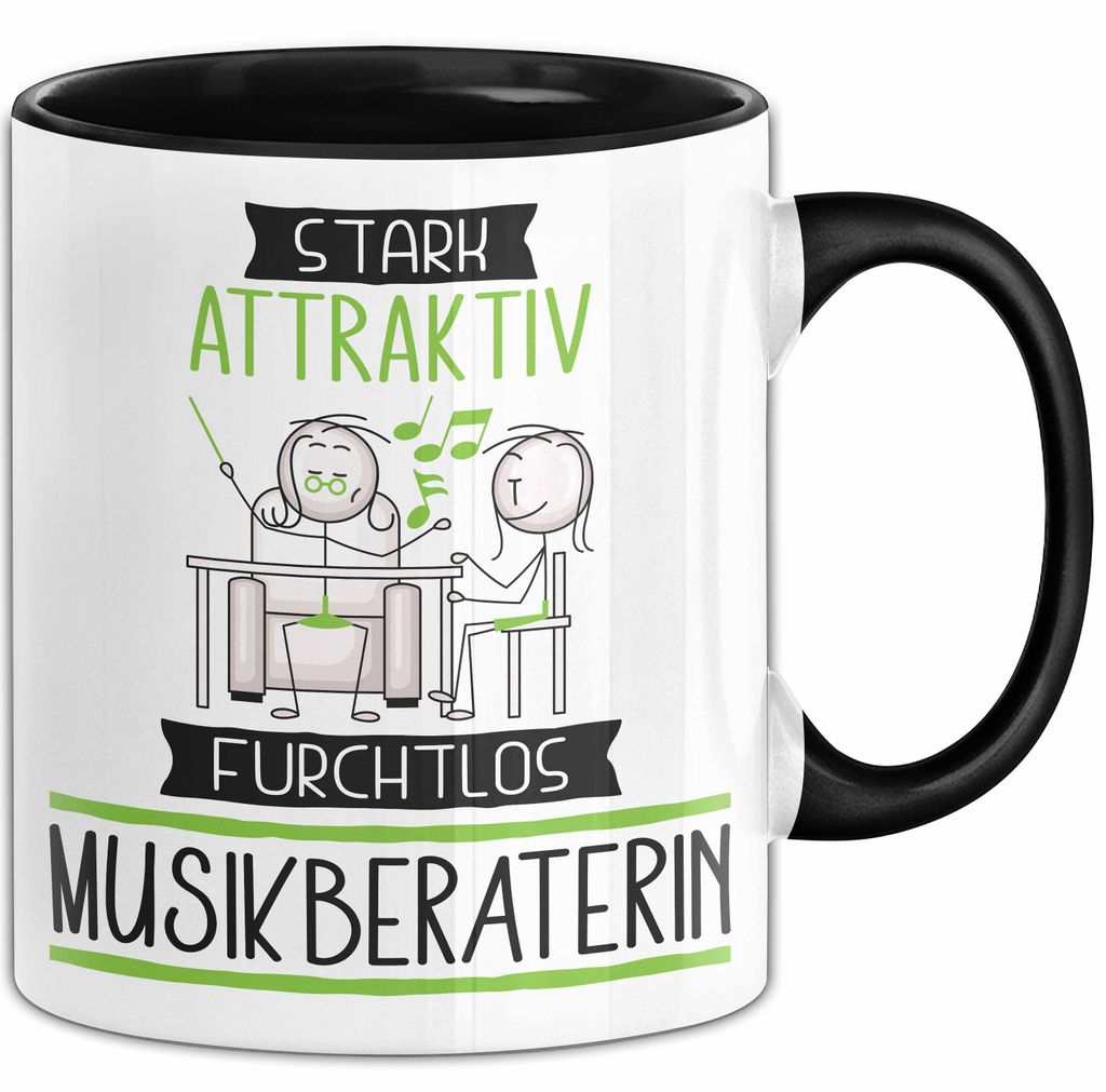 Musikberaterin Tasse Geschenk Becher Stark Attraktiv Furchtlos Musikberaterin Lustige Geschenkidee (Schwarz)