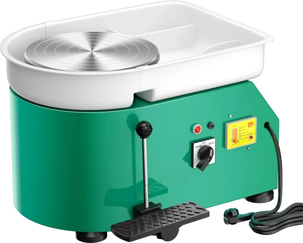 Tour de potier à vitesse réglable et cuve amovible vert modèle T12
