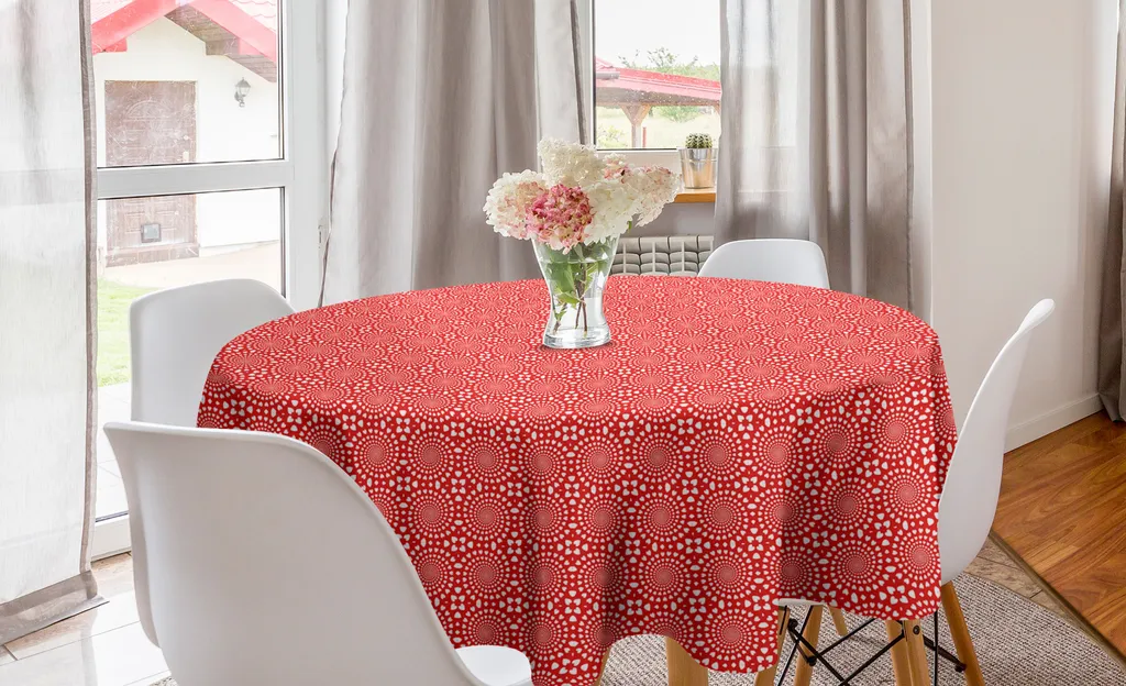 Tovaglia Rotonda 150 cm ABAKUHAUS Astratta Vermiglio - Arredo Cucina