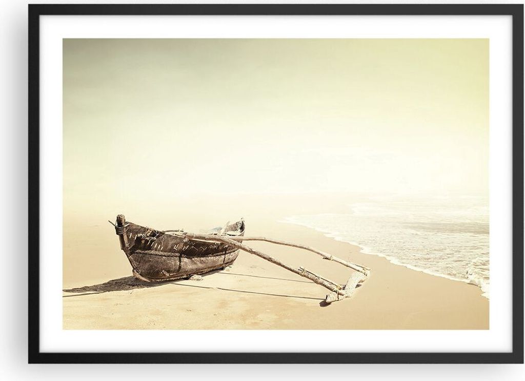 Gerahmtes Poster - Schwarzer Rahmen - £ódŸ Wrack Meer - 70x50 cm - Wand Bild - Wanddeko - Wandbilder - Kunstposter - Wandposter - Bilderrahmen -...