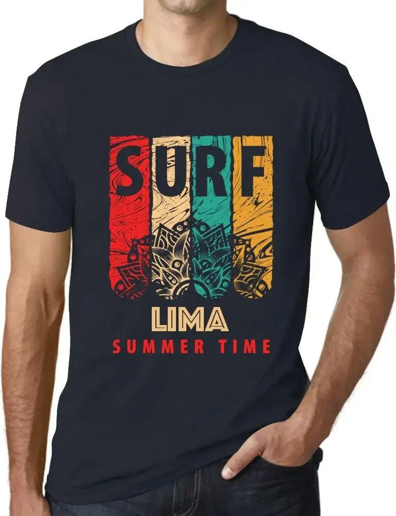 Herren Grafik T-Shirt Sommerliches Surfen in Lima – Summer Time Surf In Lima – Öko-Verantwortlich Vintage Jahrgang Kurzarm Lustige Druck Gebur...