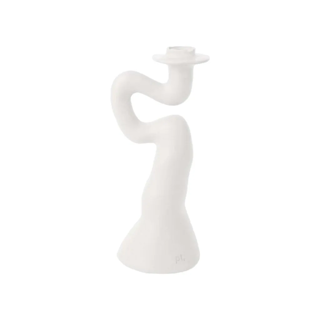 Bougeoir Centre de Table Blanc Large Organic Swirl pour Dîner Romantique