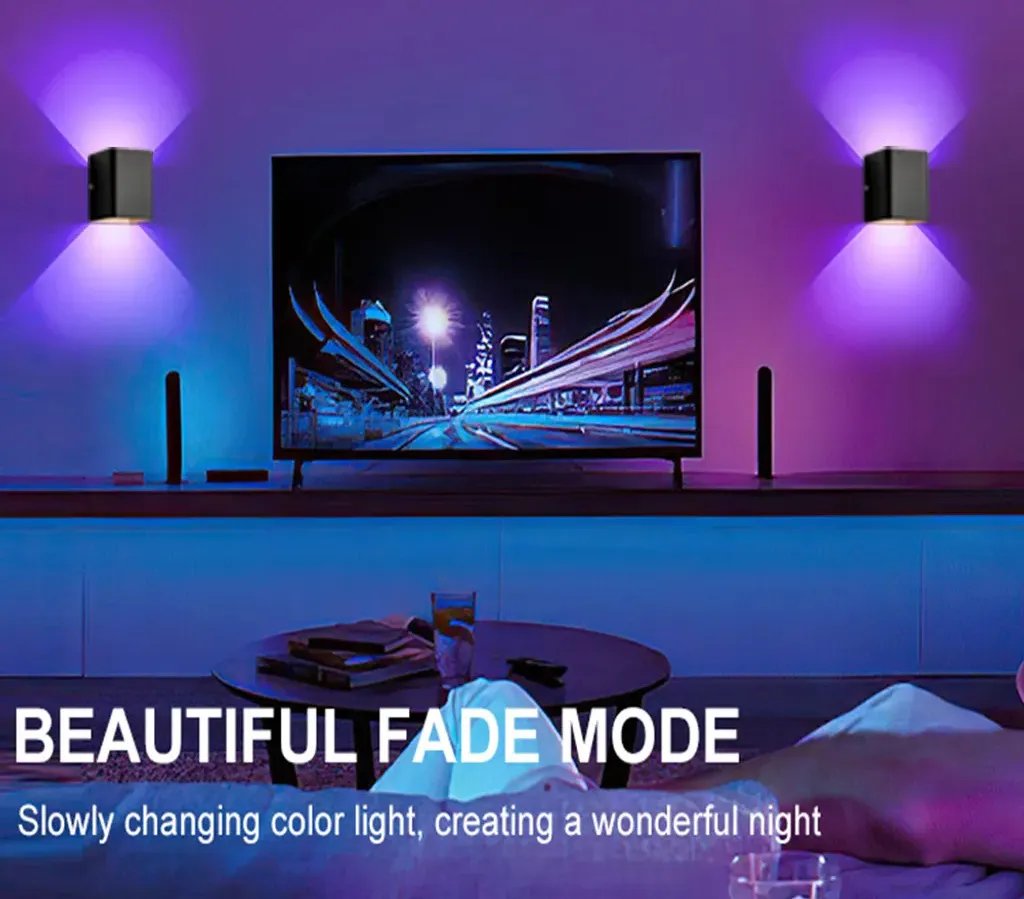 Applique Murale LED Intérieur RGB Noire avec Télécommande - Pack de 4 - 3