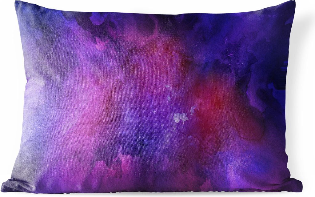 MuchoWow Outdoor Kissen - Aquarell - Lila - Abstrakt - 60x40 cm - Wetterfest - Lounge Kissen - Zierkissen - Kissen für Innenräume