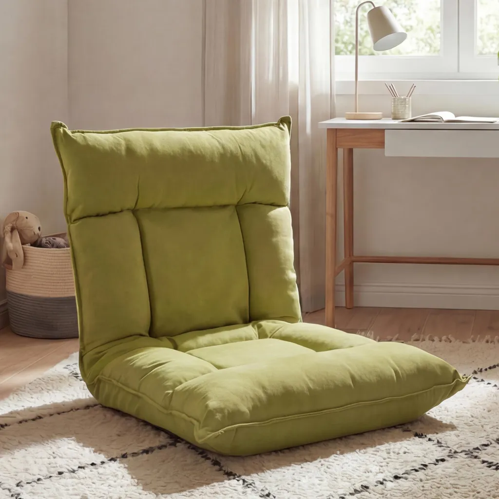Poltrona da Pavimento HWC-N44 Velluto Verde: Comfort Reclinabile 6 Posizioni