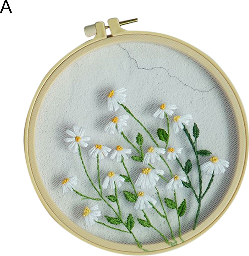 1 Set Starter Stitch Kit entzückende breite Anwendung Baumwollflächen Blumenmuster Anfänger Stickkit für Geschenk-A