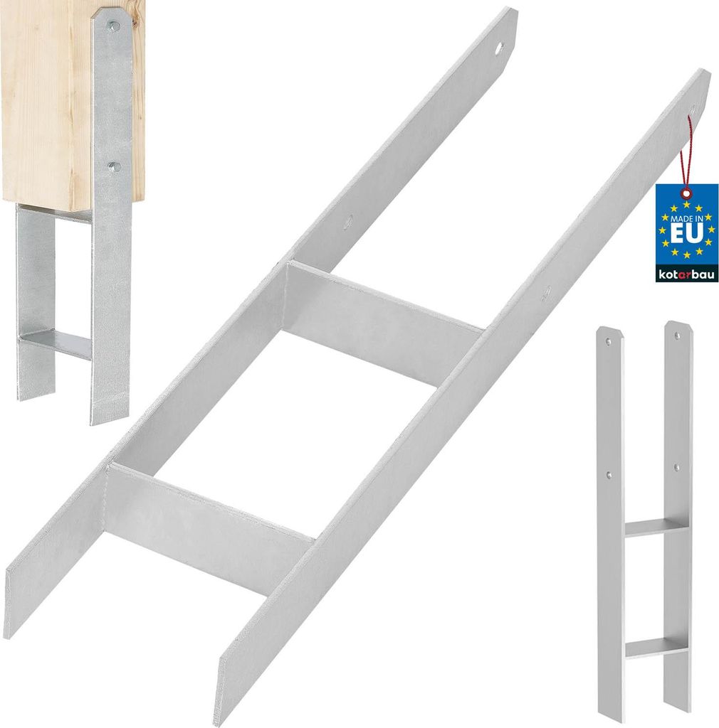 KOTARBAU H-Pfostenträger zum Einbetonieren 140 mm / 600 mm H-Anker aus galvanisch verzinkter Stahl Silber Pfostenanker Balkenschuhe Stützenfuß...