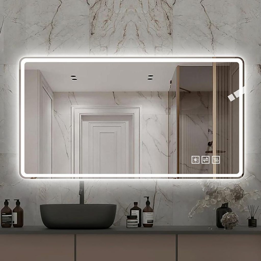 60x120 cm Rahmenloser LED Badespiegel – Mattierte Produktbild 