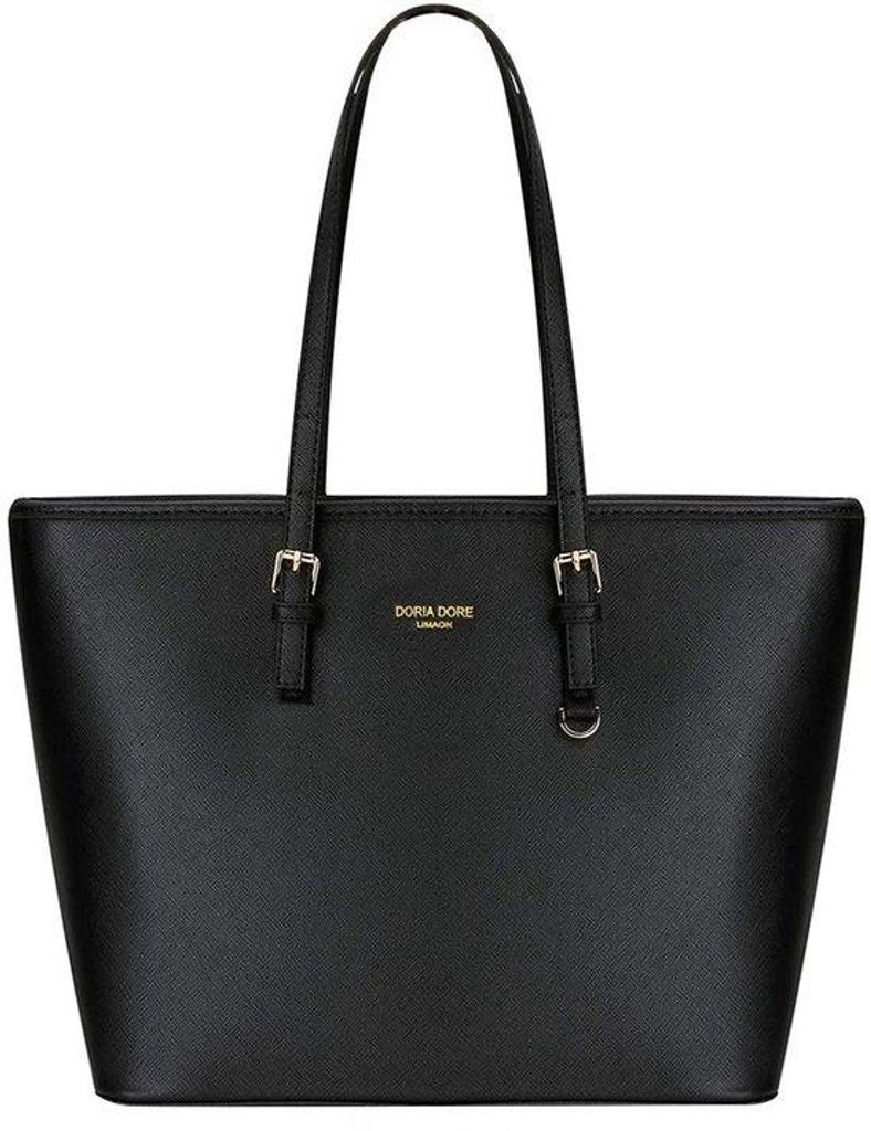 Lederhandtas in Schwarz, große Schultasche, elegante Damen-Tasche
