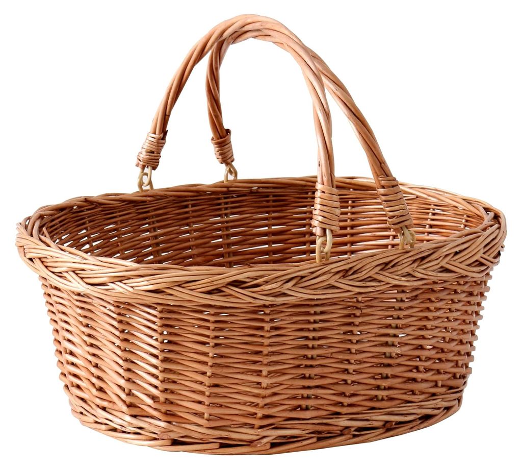 Picknickkorb aus Weide mit Griff, Einkaufskorb, Naturbraun - Groß