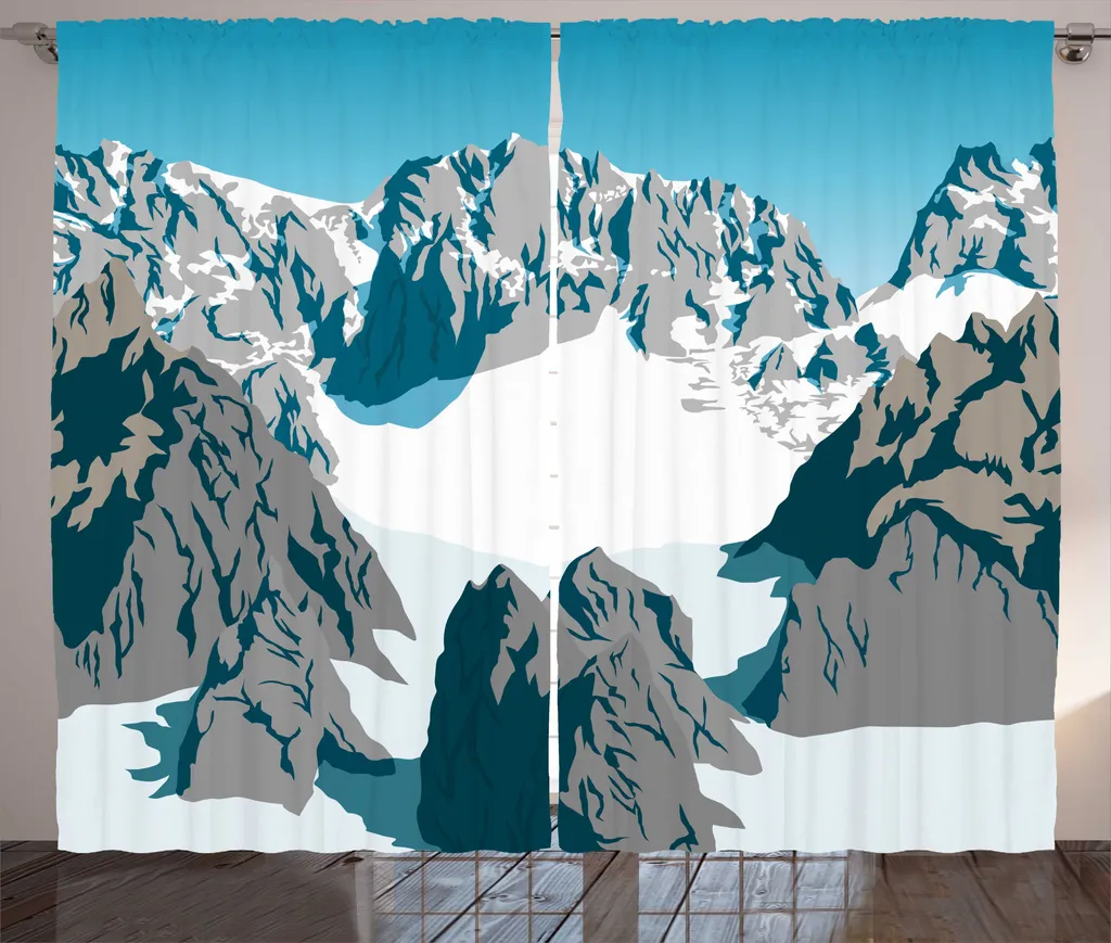 Rideau rustique ciel bleu hivernal ABAKUHAUS 280 x 225 cm avec crochets