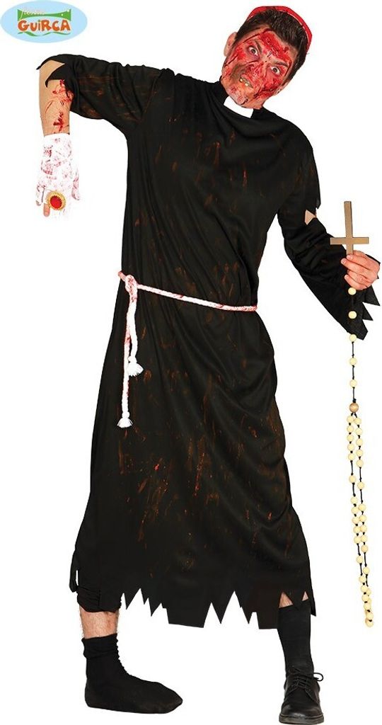 Zombie Priester Halloween Kostüm Spuk Gestalt Religiöse Fantasy Untoter Täuschung Geist Mönch Grusel Ritual Abtei Nacht Altar, Größe: 52 - 54...