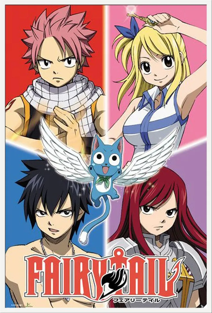 Affiche Fairy Tail Cadre Quad Shinsuke Maxi Blanc avec Vitre Acrylique