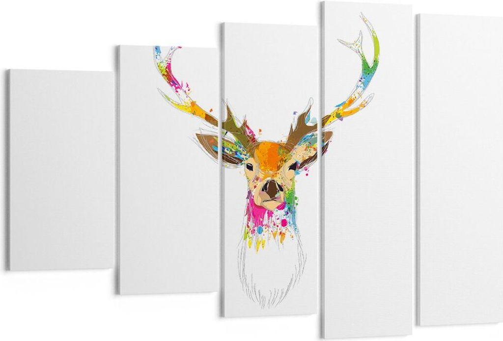 Bild auf Leinwand - Leinwandbild - Deer fantasie Graffiti Grafik - 150x100cm - Wand Bild - Wanddeko - Leinwanddruck - Bilder - Kunstdruck - Leinwan...