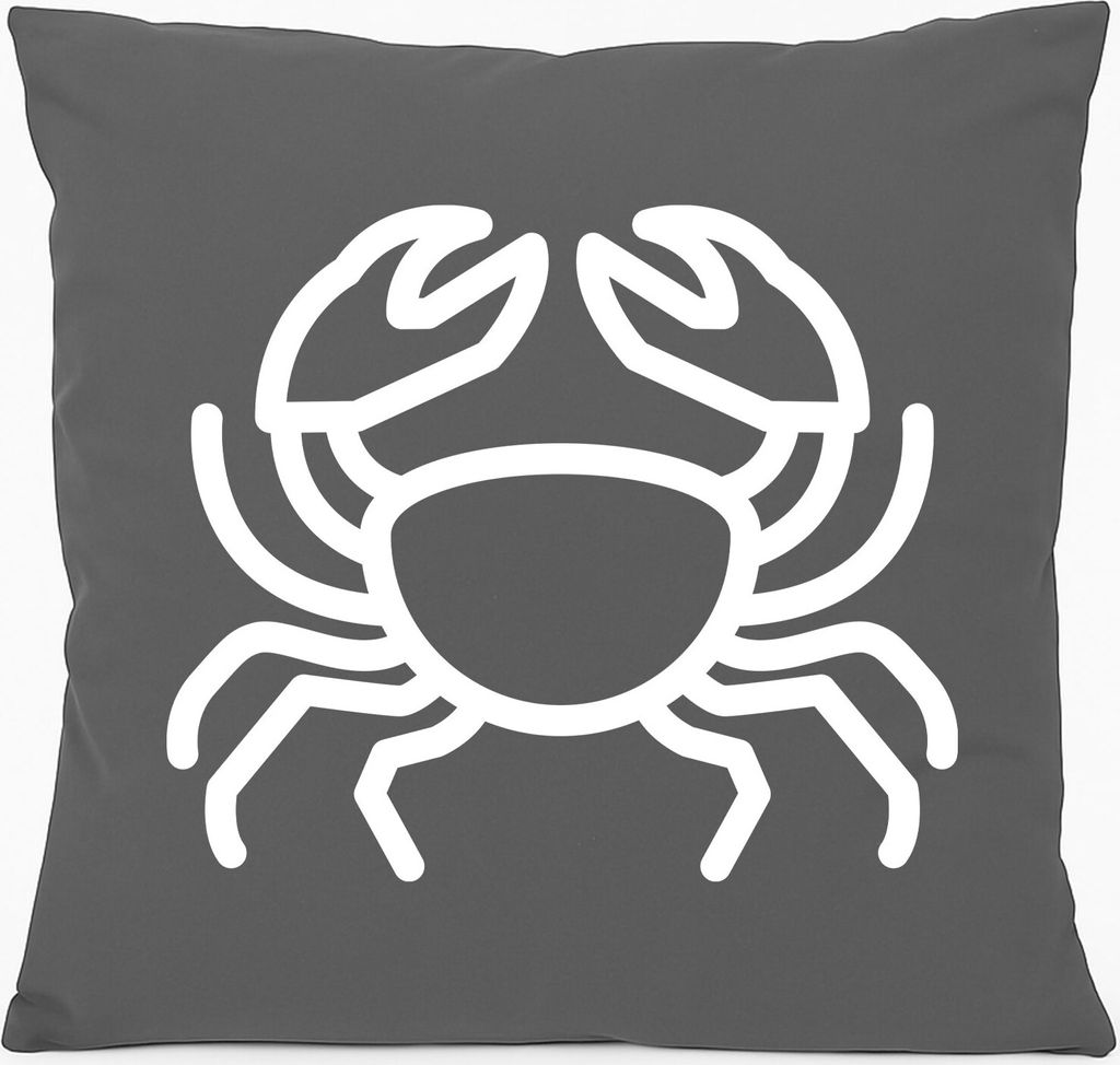 Huuraa Kissen Krebs Sternzeichen Symbol 40x40cm mit Füllung Steel Grey Baumwolle Dekokissen Geschenkidee