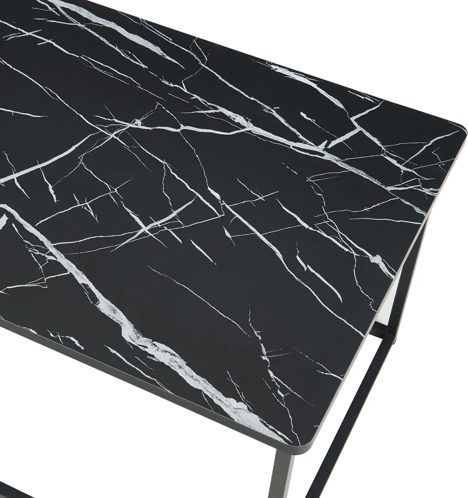 Table basse de salon rectangulaire noire aspect marbre avec niche