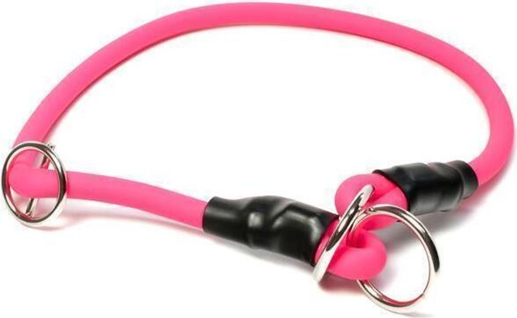 Mystique Biothane Halsband rund mit Zugbegrenzung 8mm neon pink 40cm