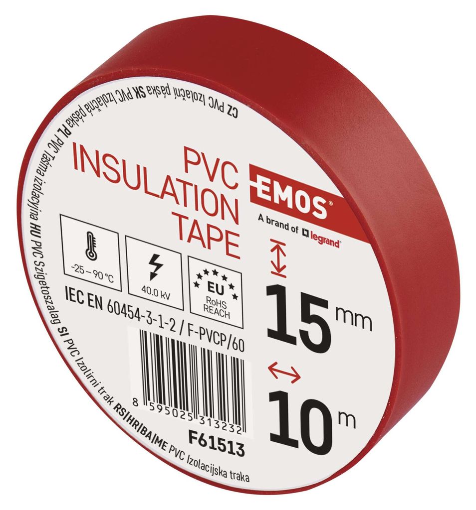 Izolační páska PVC 15mm / 10m červená, 10 ks