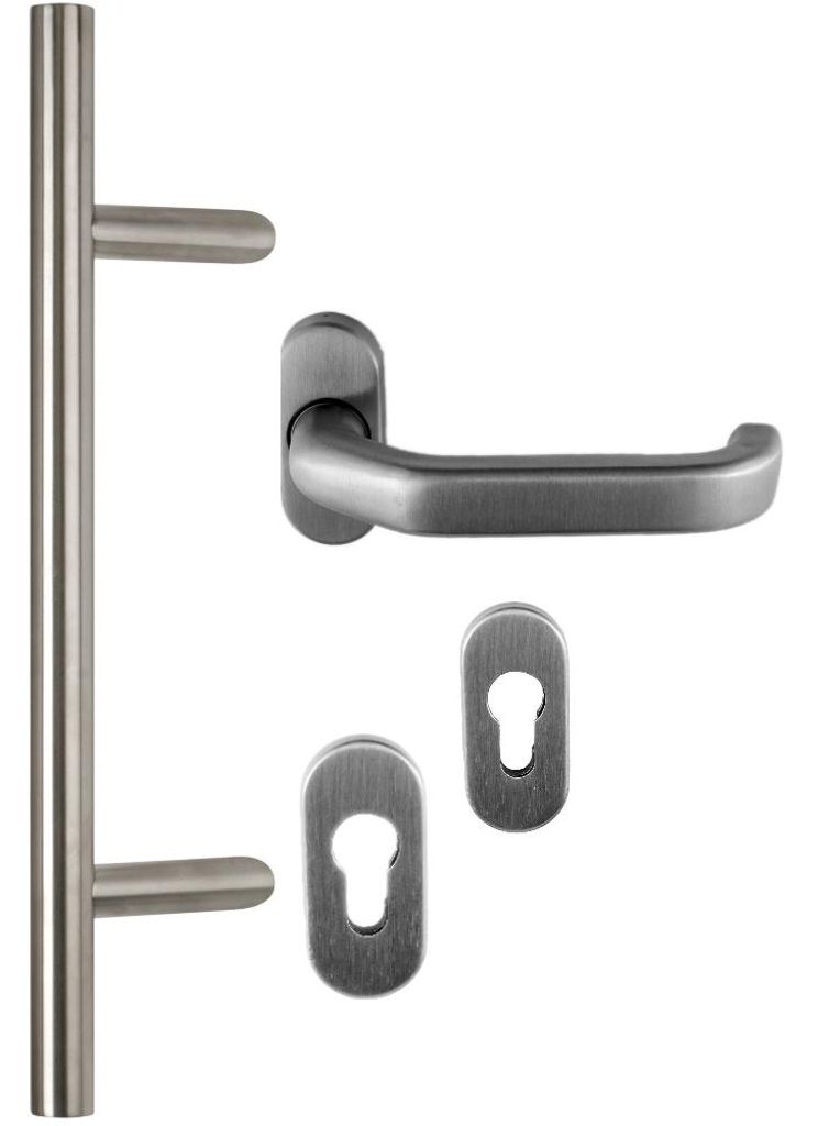 Edelstahl Haustür Griff- Beschlag- Set in verschiedenen Längen Art.Nr.:101.1022 Maß L:1800/ Maß B:1400mm