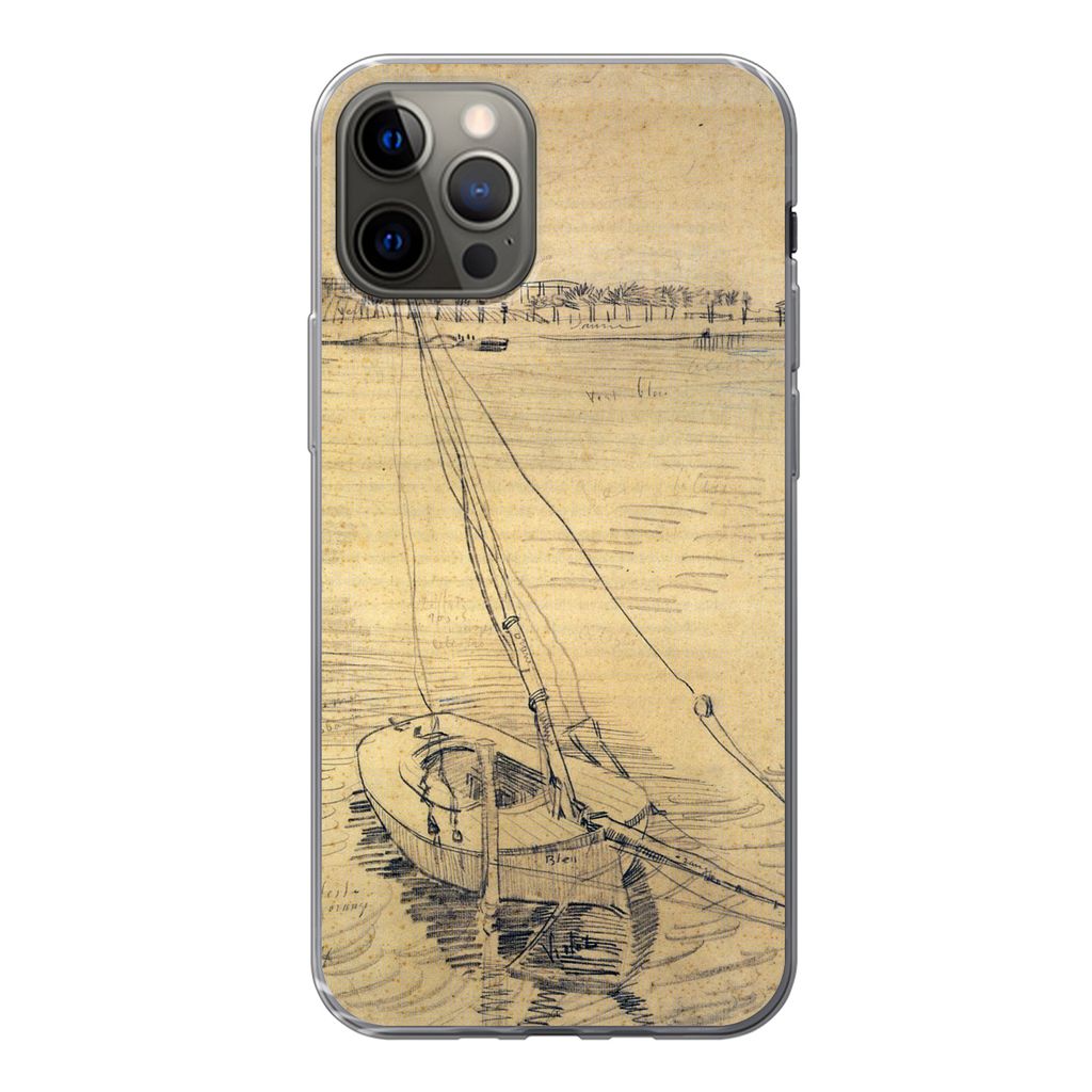 MuchoWow Handyhülle Schutzhülle Hülle für iPhone 13 Pro Segelboot auf der Seine bei Asnières - Vincent van Gogh Silikon Softcase Handy Hüll...