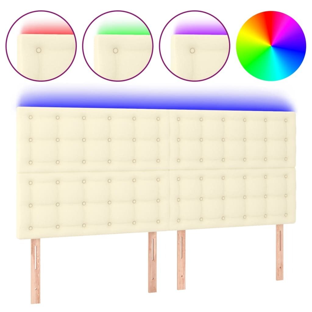 LED Kopfteil Creme 200x5x118/128 cm Kunstleder