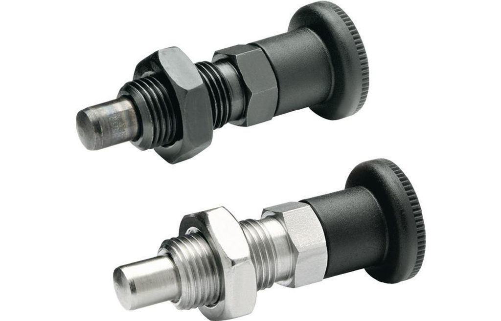 Rastbolzen GN 817 d1 4mm d2 M 8 x 1mm l1 4mm Stahl,o.Rastsperre,m.Kontermutter