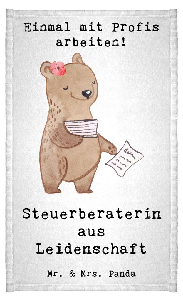 Mr. & Mrs. Panda Handtuch Steuerberaterin Leidenschaft - Weiß - Geschenk, Klein, Frotteetuch, Gästehandtuch Bunt, gäste wc, Kleines