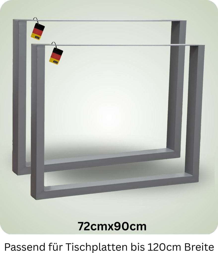 Tischbeine Metall 90x72cm Grau – DIY Tischgestell 2er Set Produktbild 