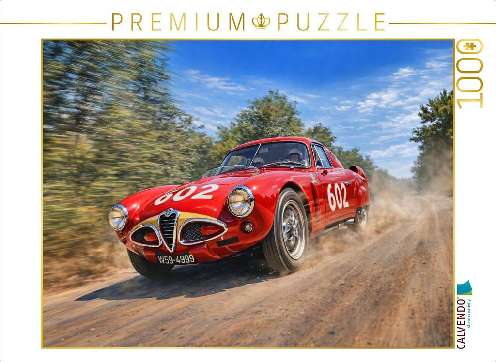 CALVENDO Puzzle Mille Miglia: Platz 2 belegte 1953 der Argentinier Juan Manuel Fangio mit einem Alfa Romeo 6C 3000. | 1000 Teile Lege-Größe 64x48...