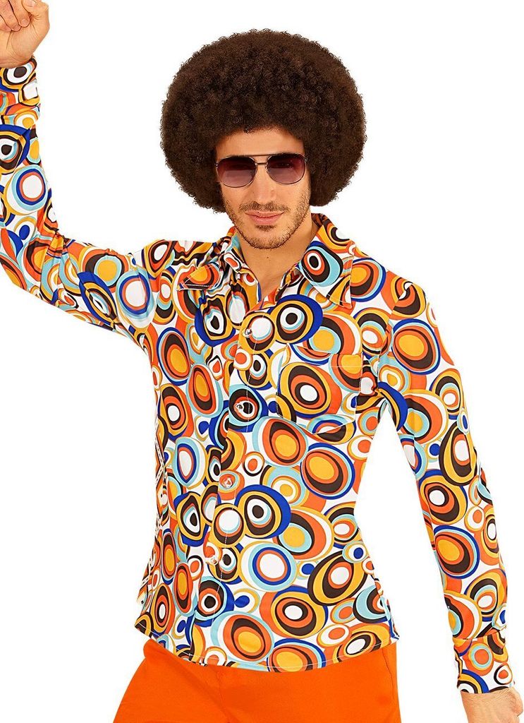 70er Jahre Hemd Hippie Bubbles - Karneval Fasching Größe: S-M