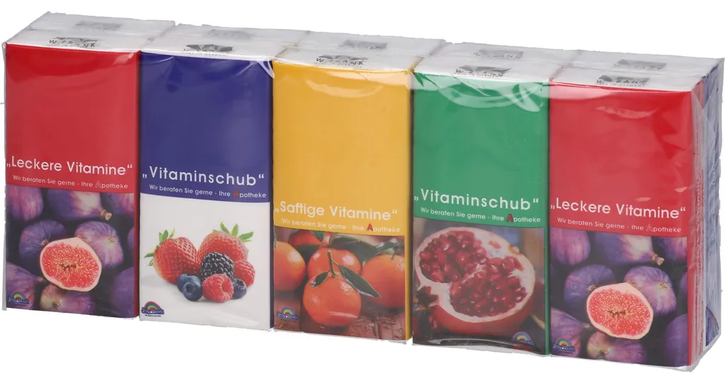 Mouchoir de poche motif vitamines - Textile réutilisable coloré 1 pc