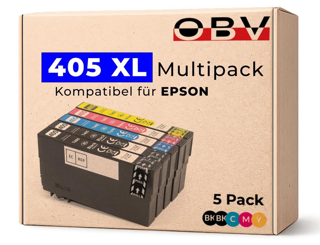 Kompatibles Druckerpatronen Set für Epson WF-3820DWF WF-4820DWF WF-7830DTWf ersetzt 405 XL – ca. 1.100 Seiten – 5er Sparset