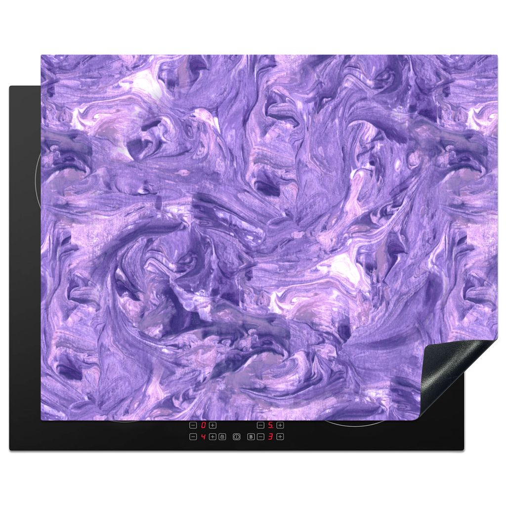 KitchenYeah Herdabdeckplatte Violett - Marmor - Muster , 65x52cm, Küche Deko, Glaskeramikkochfeld Herdabdeckung, Abdeckplatte fùr Kochfeld